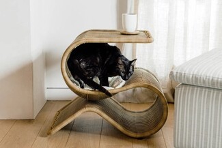 Cat Tree End Table Rattan Cane S-Curve Snake Shaped