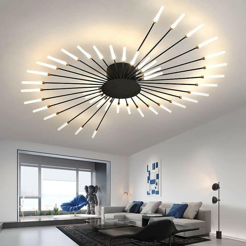 Ceiling Light Radial Arms and Starburst Shape in Matte Black