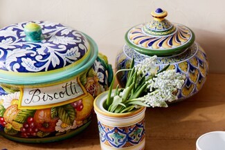 Ceramic Canister High Gloss Biscotti Script Storage