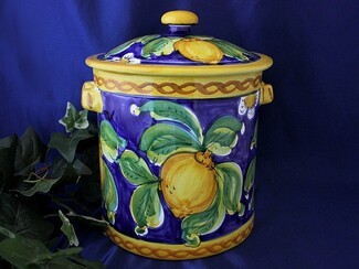 Ceramic Canister Lemon Motif Sicilian Lemon Storage