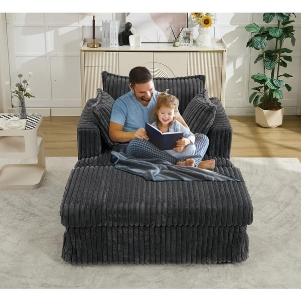 Chaise Longue Convertible Design charcoal grey daybed chair