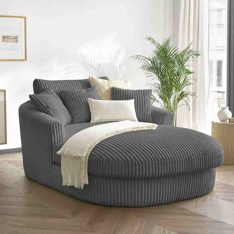 Chaise Longue featuring Ribbed Upholstery and Oval
