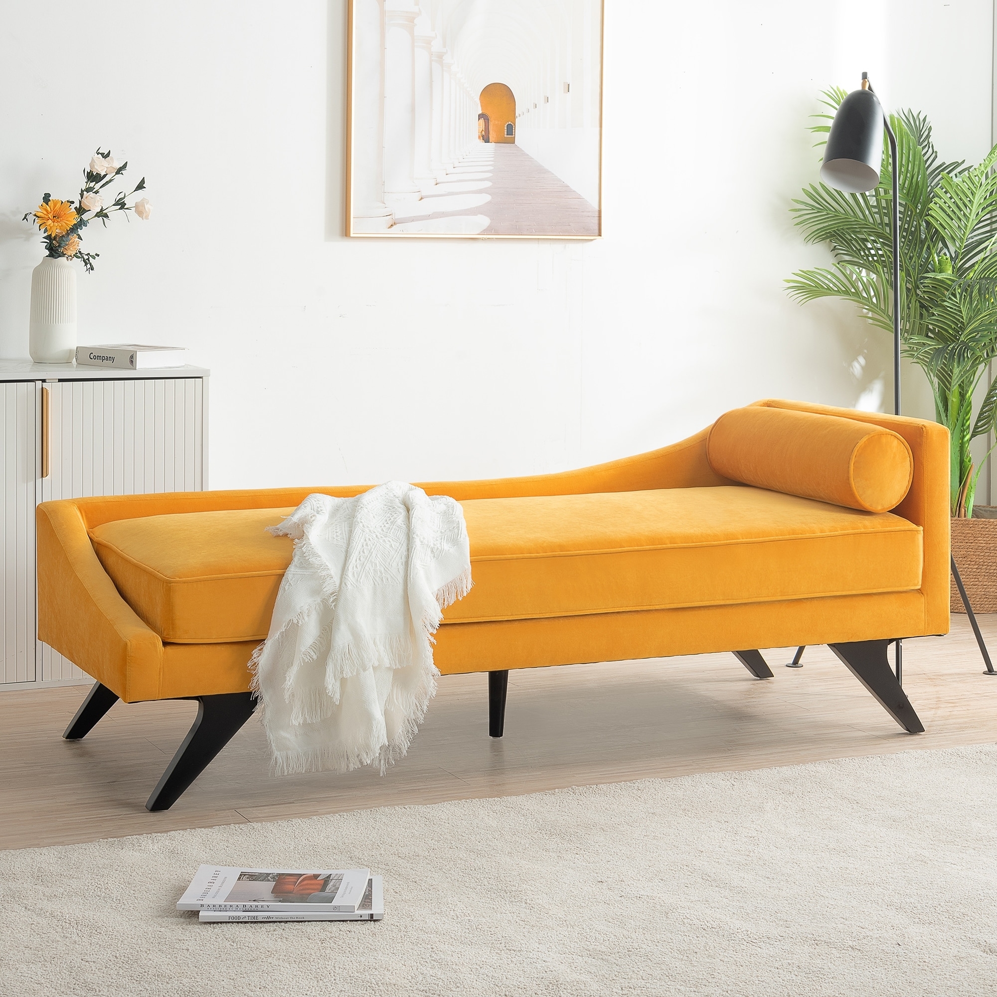 Chaise Longue Mustard Yellow Bolster Daybed Piece