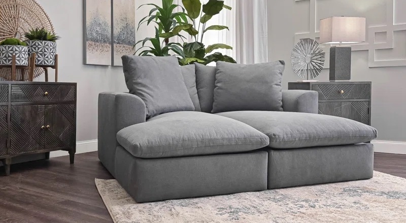 Chaise Lounge Charcoal Gray Deep Seating Modular Lounge