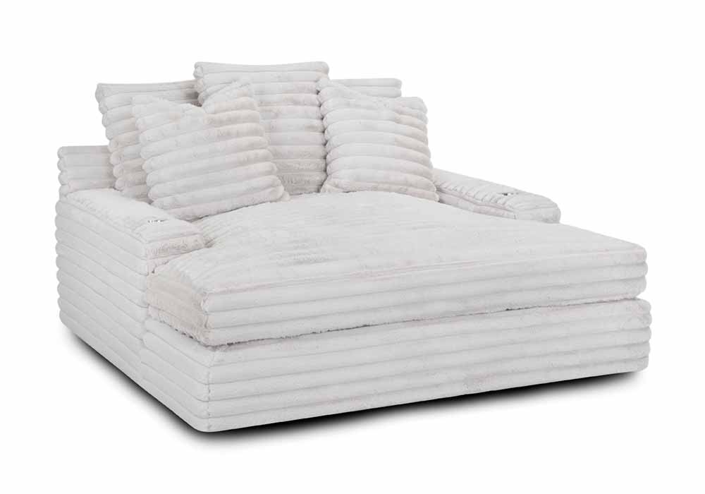 Chaise Lounge Cream Extra Wide Scale Horizontal Ribbed Seat