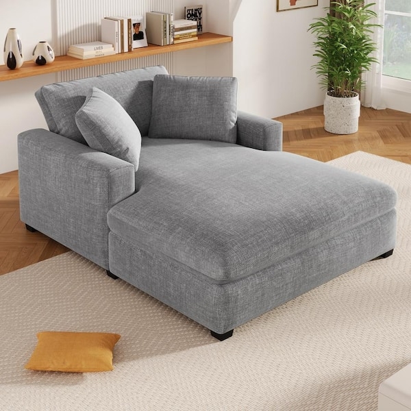Chaise Lounge Heather Gray Square Arm Profile Wide Daybed