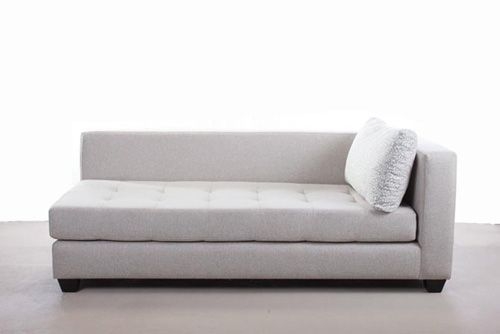 Chaise Lounge in Oatmeal Gray with Blind Tufting