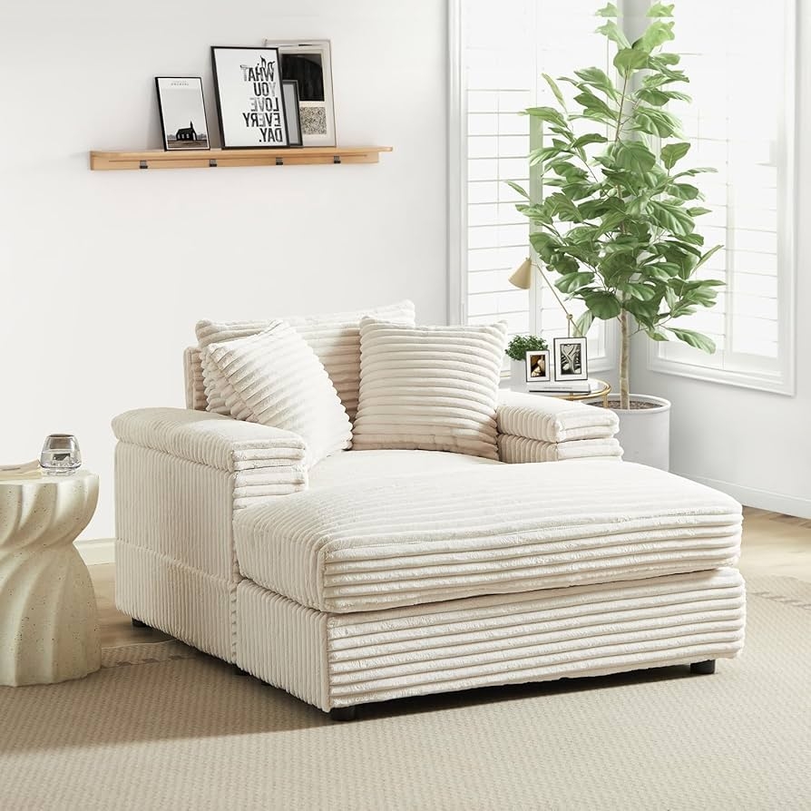 Chaise Lounge Wide Wale Corduroy beige wide-wale seating