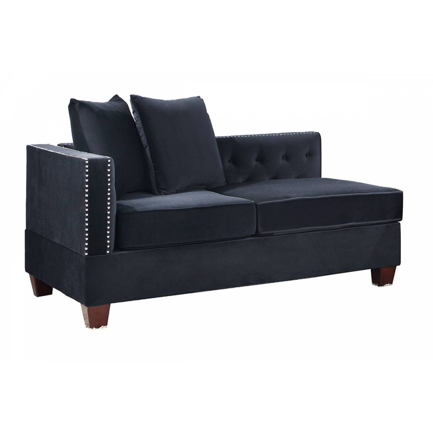 Chaise Loveseat with Silver Nailhead Trim Glam Settee