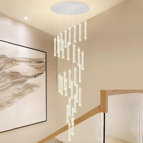 Chandelier 36-Light Array Bubble Glass Spiral Staircase