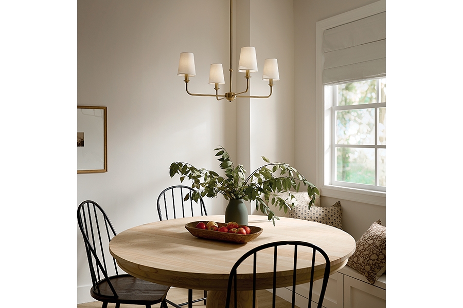 Chandelier: 4 Light Brass Fixture with Windsor Chairs