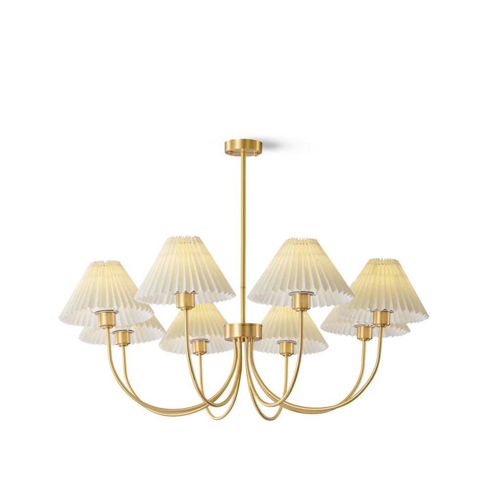 Chandelier 8 Light Arms Pleated Shades | 8-light Pleated Chandelier