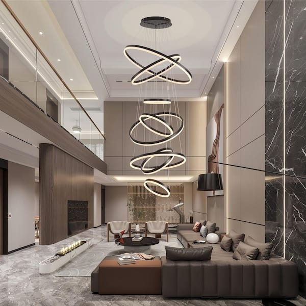 Chandelier 8-Ring Integrated LED Cascading Chandelier