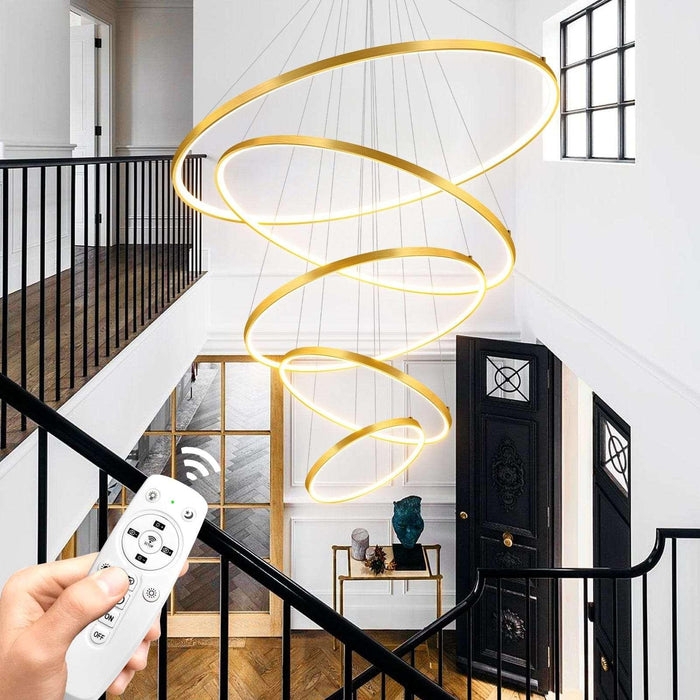Chandelier Brushed Gold 5-Tier Modern Gold Foyer Chandelier