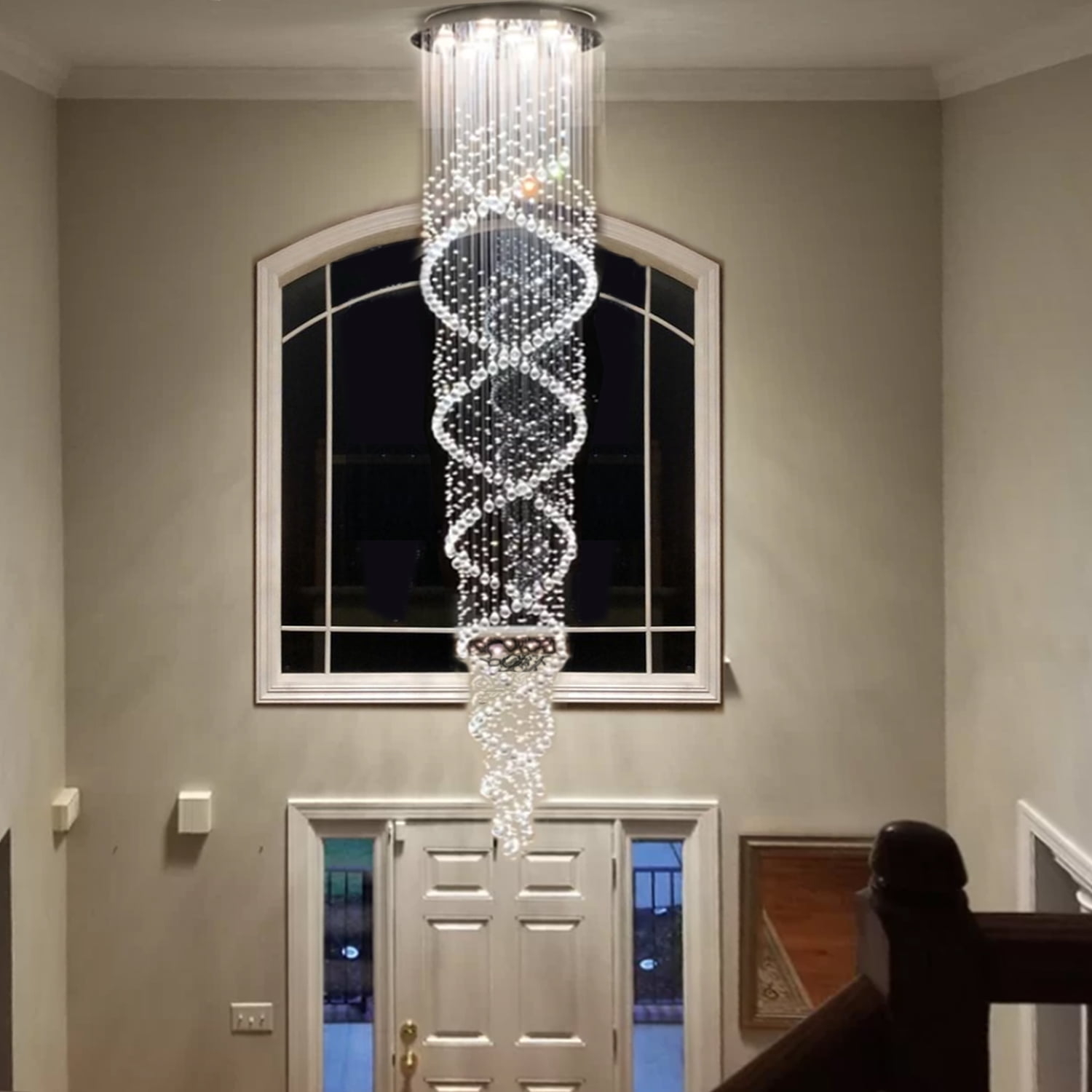 Chandelier Double Swirl Spiral Raindrop Crystal Fixture