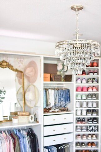 Chandelier: Gold Accents Tiered Crystal Closet Lighting