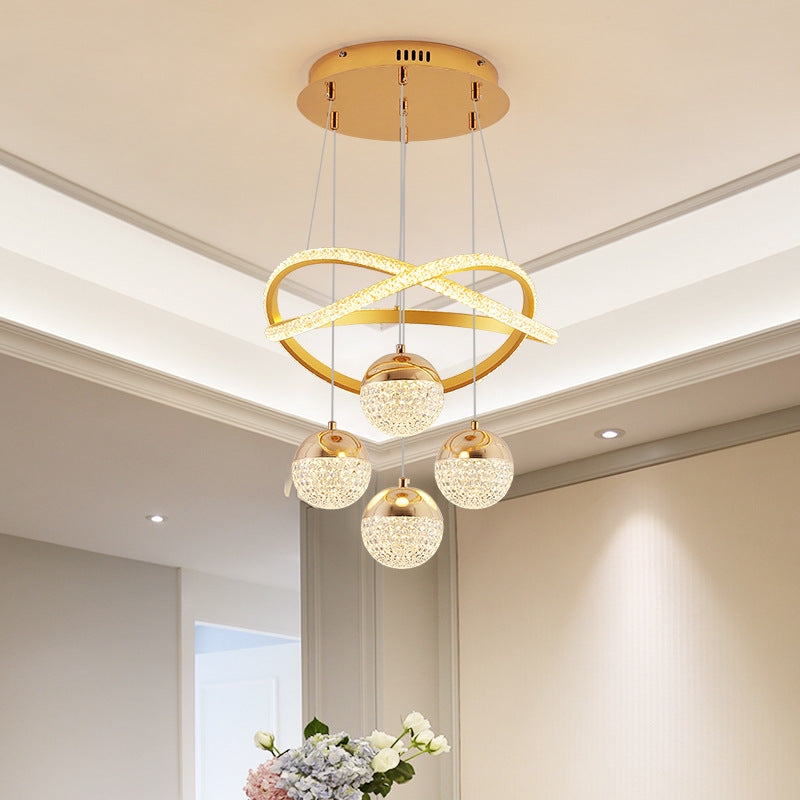 Chandelier: Gold Multi Tier Textured Acrylic Balls Contemporary Glam