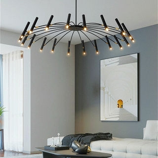 Chandelier: Matte Black Radiating Arms Integrated LED Spoke Lighting