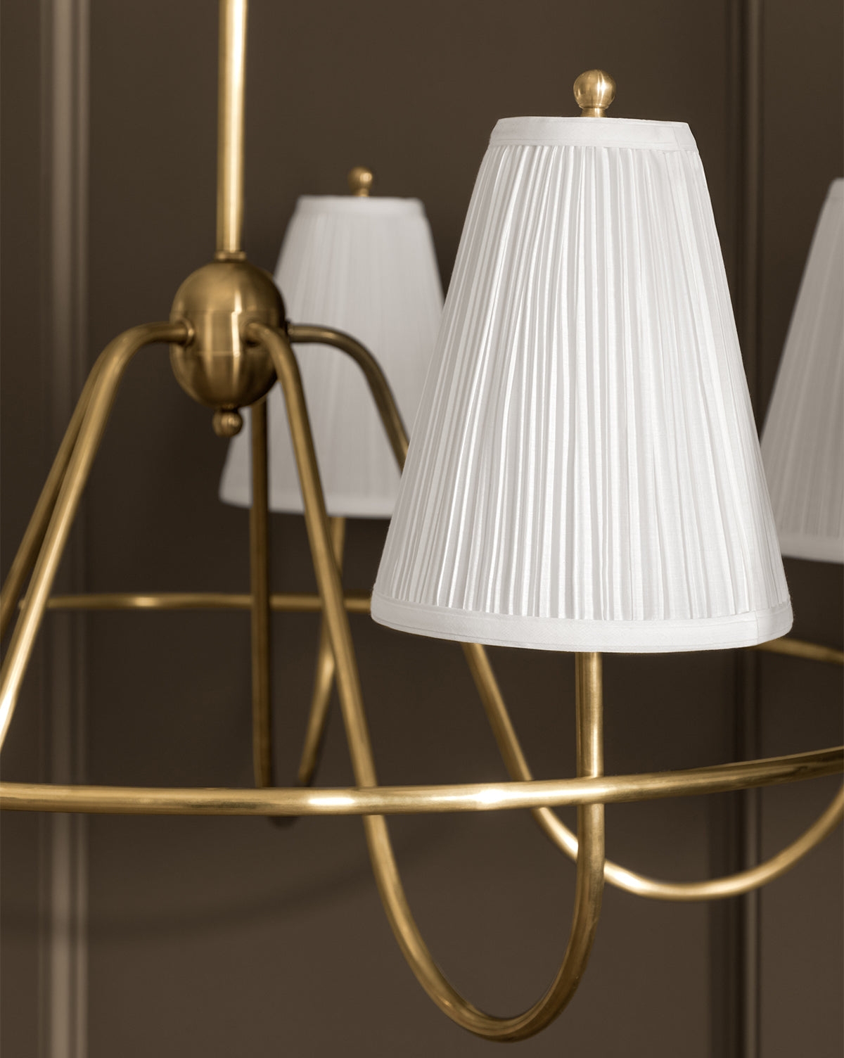 Chandelier Pleated Fabric Shades Brass Ring Silhouette | Pleated Shade