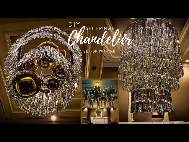 Chandelier Six-Foot Scale Multi-Tiered Fringe Silver Glam