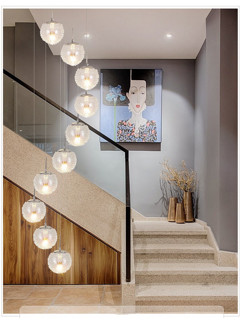 Chandelier Textured Glass Globes Multi-Pendant Spiral