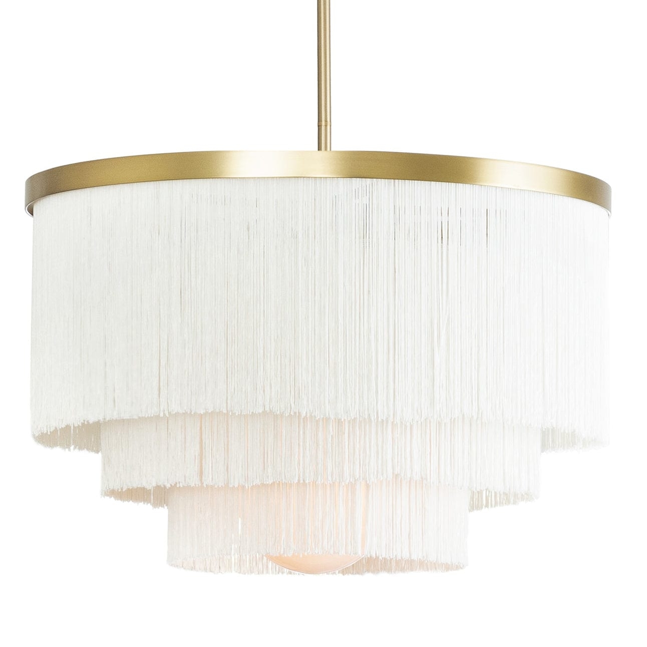 Chandelier Three-Tiered Fringe Natural Brass Band Cabaret