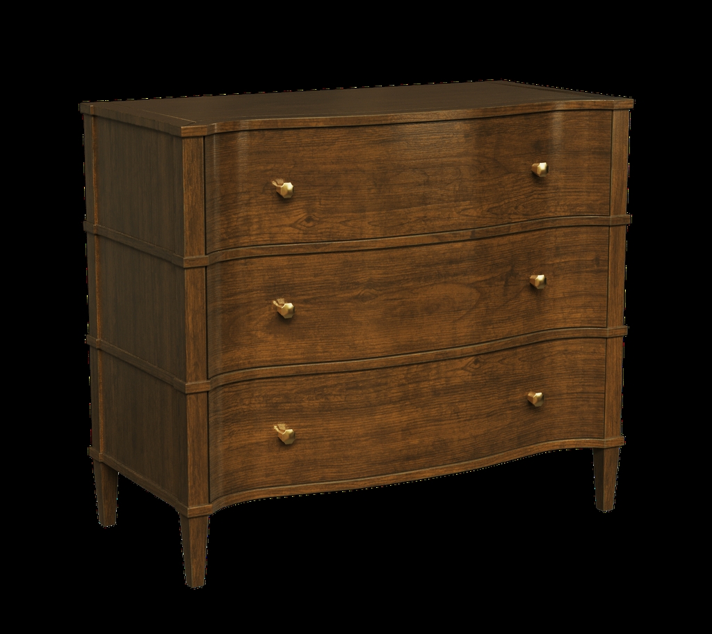 Chest Of Drawers With Bow Front and Faceted Gold Knobs