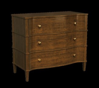 Chest Of Drawers With Bow Front and Faceted Gold Knobs