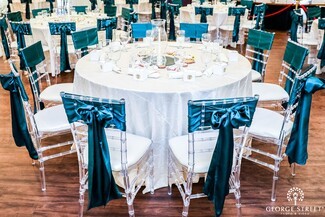 Chiavari Chair Clear Acrylic with Teal Satin Sashes