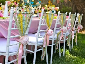 Chiavari Chair with Multi Patterned Ribbon Swag Backs