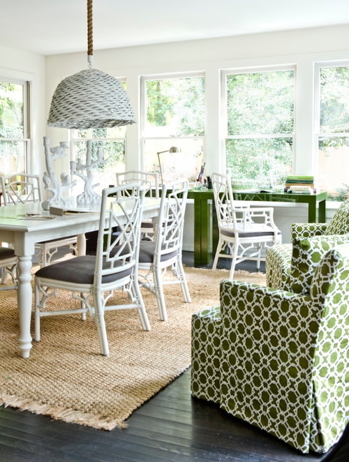 Chippendale Dining Chair White Bamboo Frame Coastal Chic Dining Room