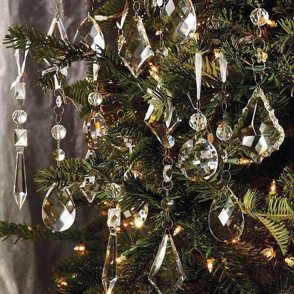 Christmas Ornament Cascading Strands Prismatic Crystal Tree