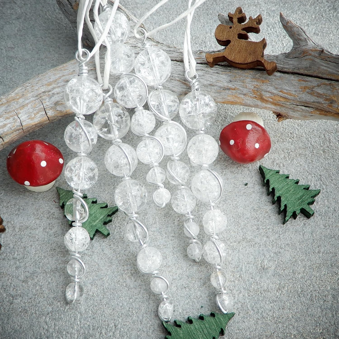 Christmas Ornament Crackled Glass Rustic Woodland Tree Decor
