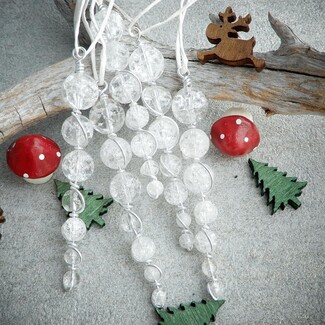Christmas Ornament Crackled Glass Rustic Woodland Tree Decor