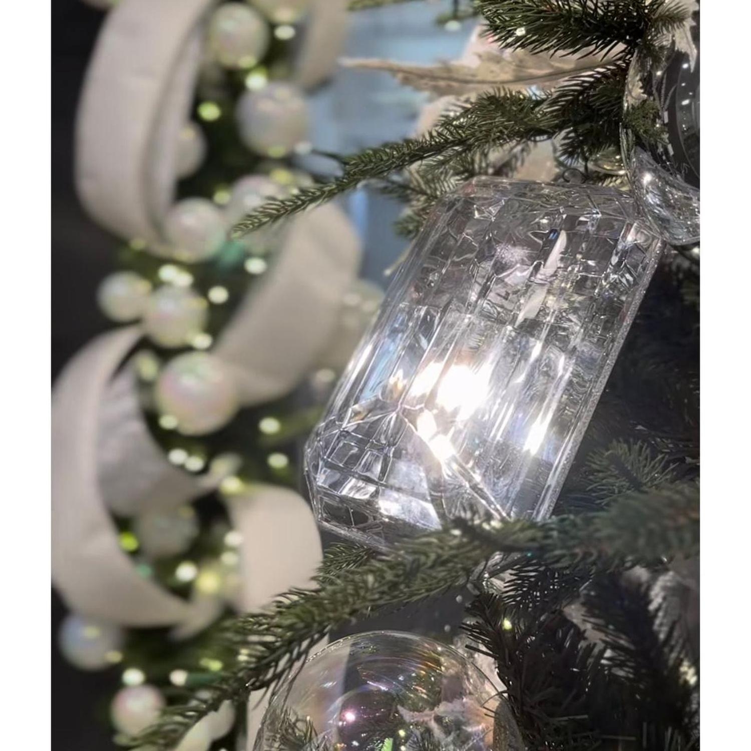 Christmas Ornament Emerald Cut Faceted Crystal Tree Decor