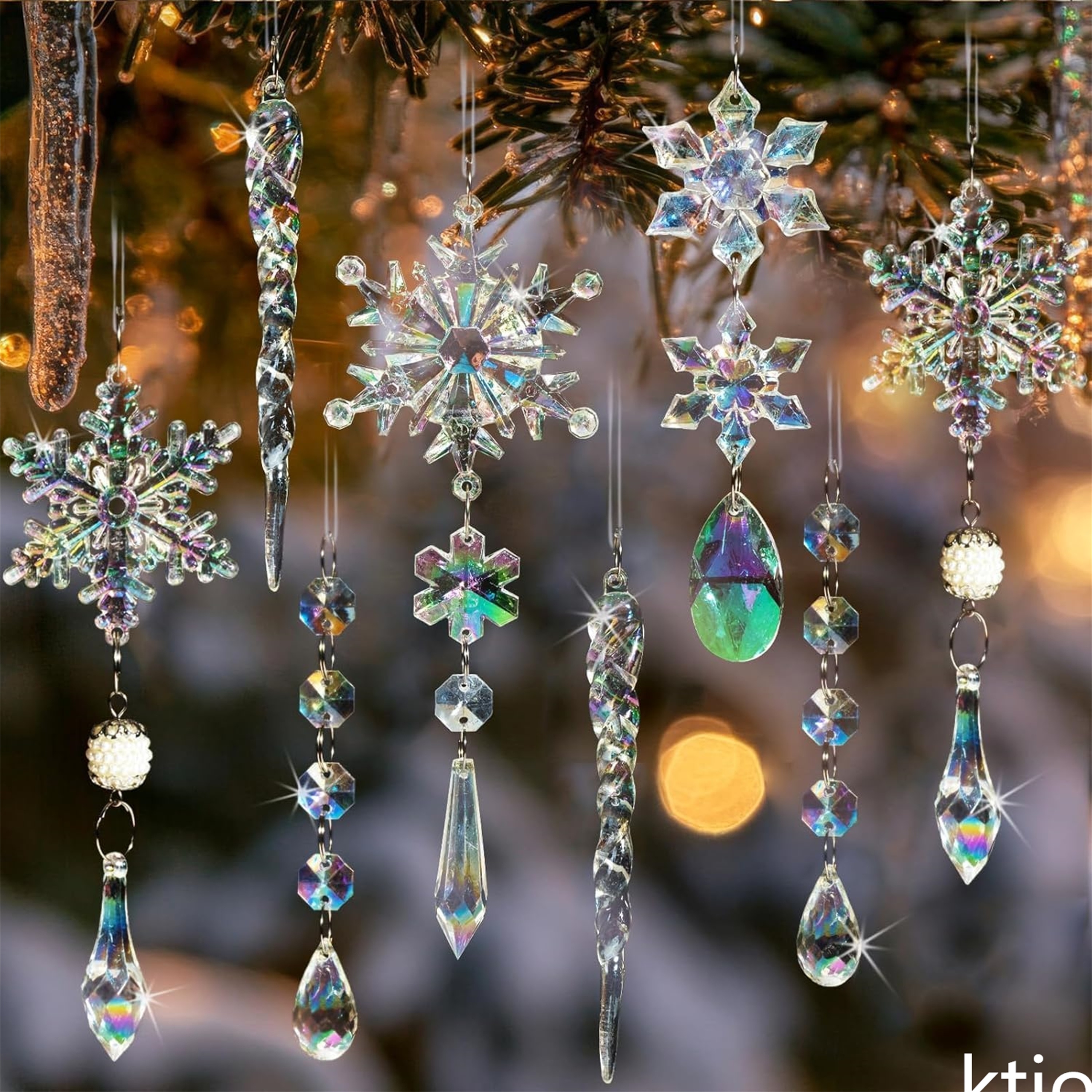 Christmas Ornament Iridescent Snowflake Prismatic Ornaments