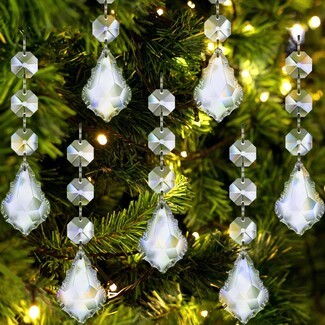 Christmas Ornament Prismatic Facets Faceted Crystal Tree Drops