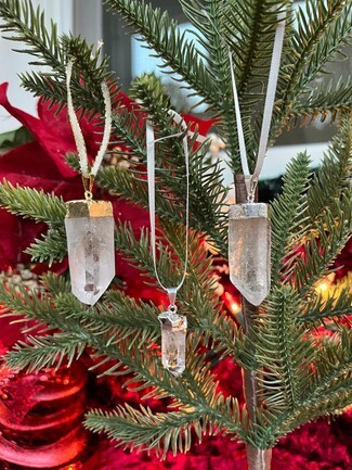 Christmas Ornament Raw Quartz Natural Gemstone Ornaments