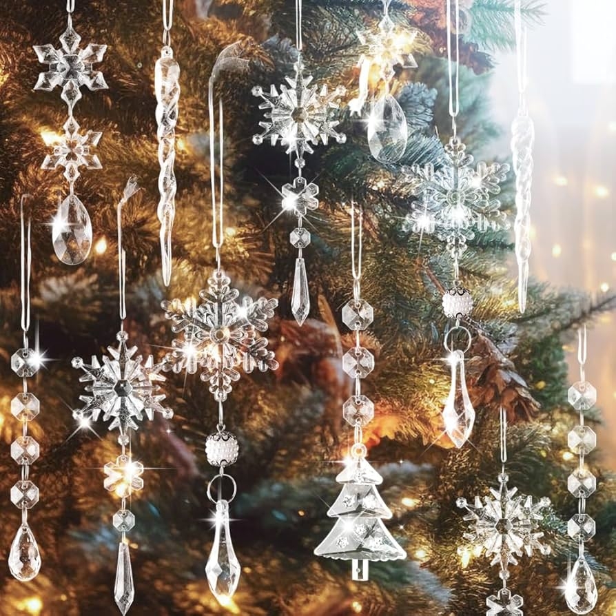Christmas Ornament Snowflake Motif Clear Snowflake Ornaments