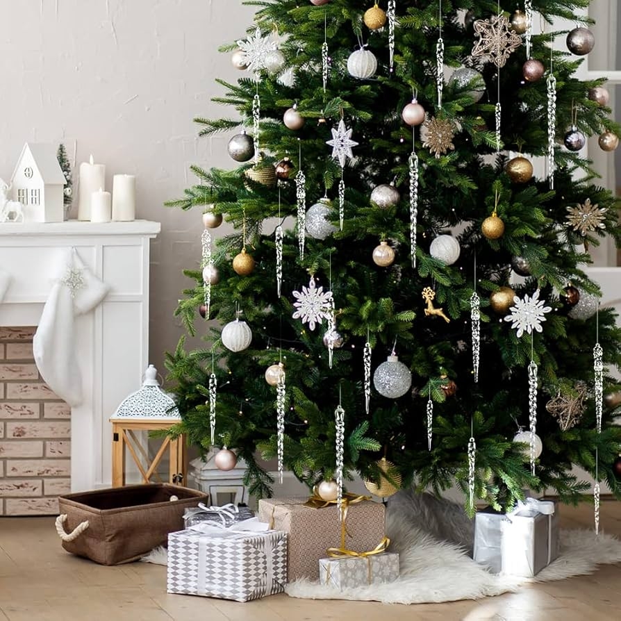 Christmas Ornaments Icicle Shape Champagne Gold Holiday Theme
