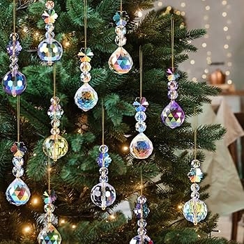 Christmas Ornaments Iridescent Prism Modern Prismatic Decor
