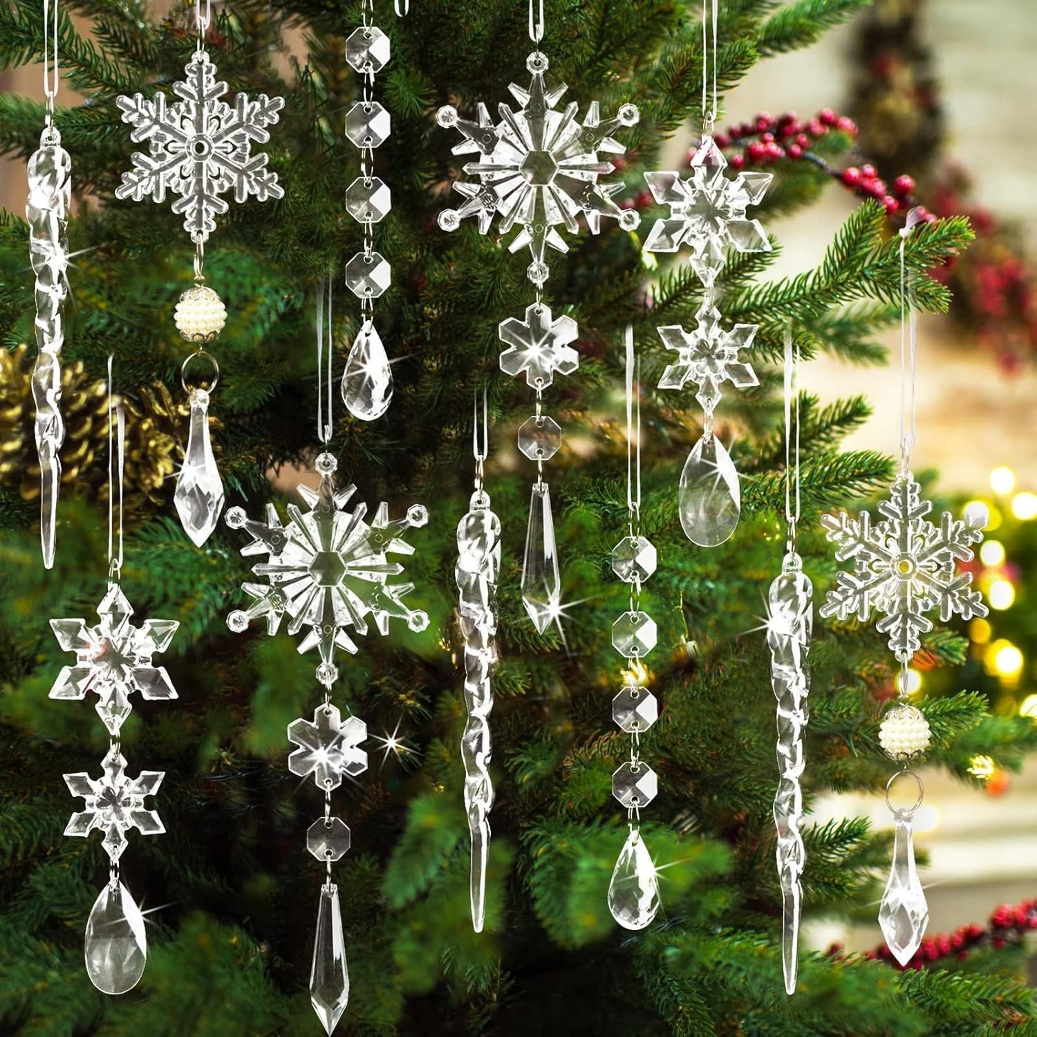 Christmas Ornaments Prismatic Icicle Drops Winter Wonderland Decor
