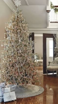 Christmas Tree Crystal Garland Swags Luxury Winter Foyer