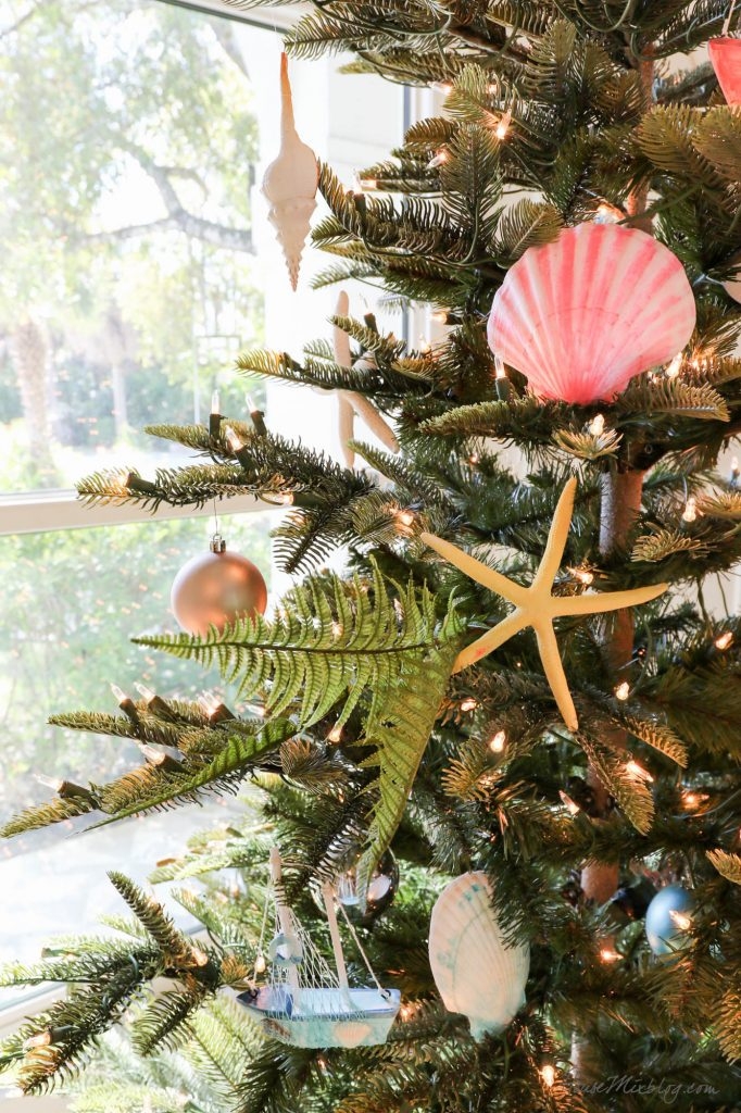 Christmas Tree in Rose Gold Style with Textured Fern Accents