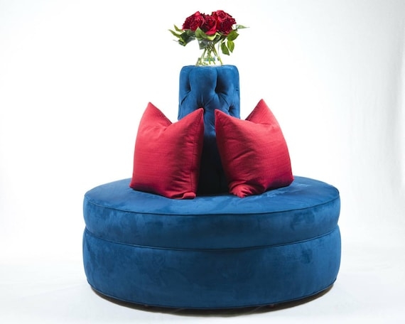 Circular Banquette with Multidirectional Seating in Suede