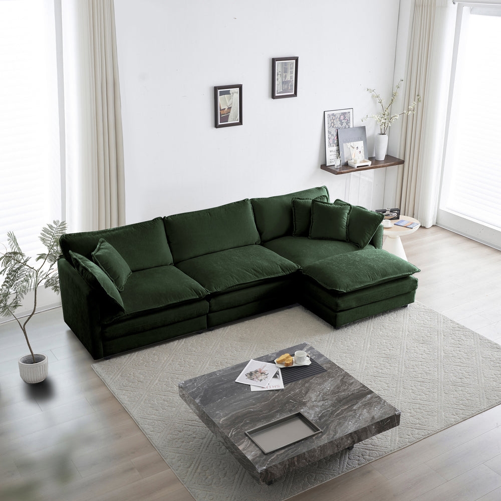 Cloud Couch Forest Green Overstuffed Sectional Sofa