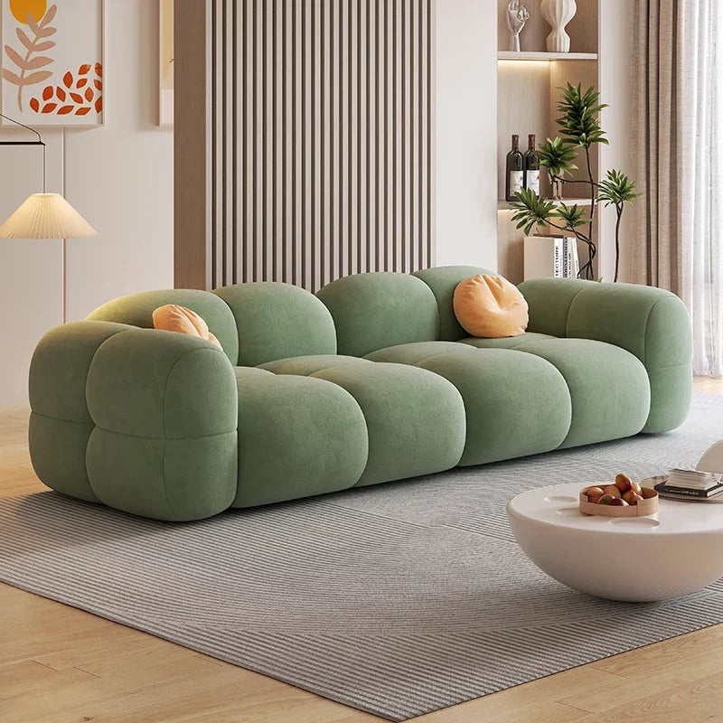 Cloud Sofa Sage Green Segmented Tufted Bulbous Design