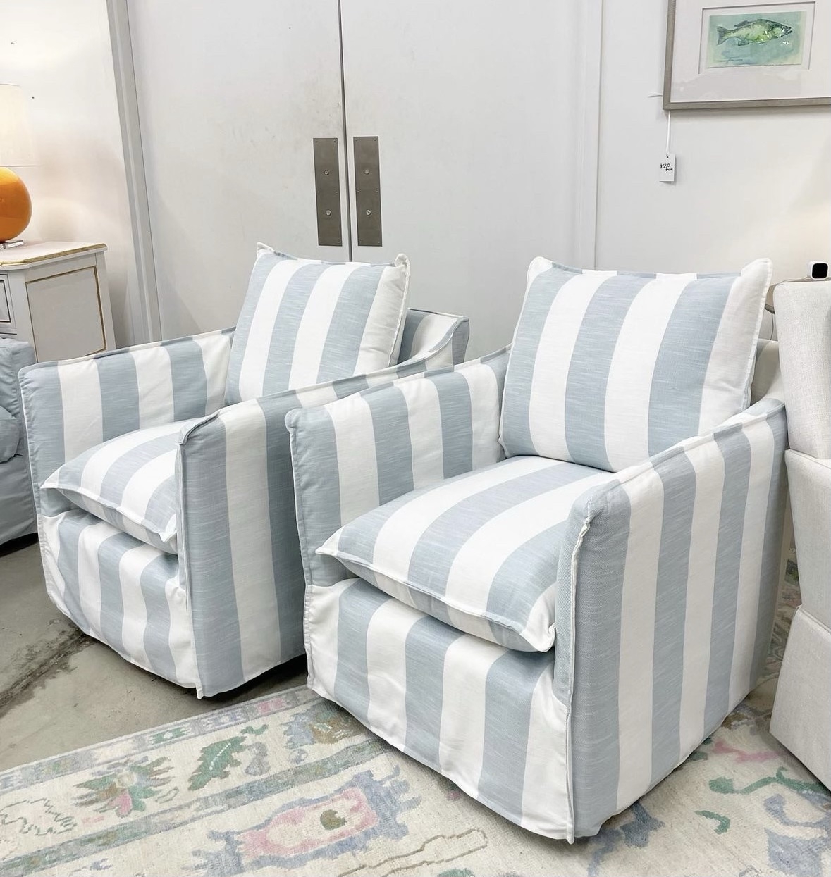 Club Chair Slipcover Skirt and Swivel Rocker Performance Set