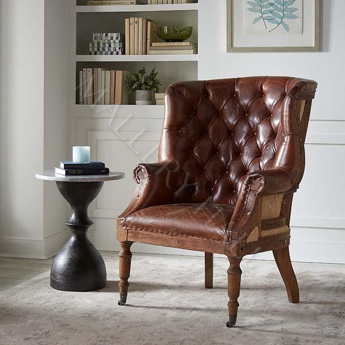 Club Chair with Deconstructed Frame and Front Casters