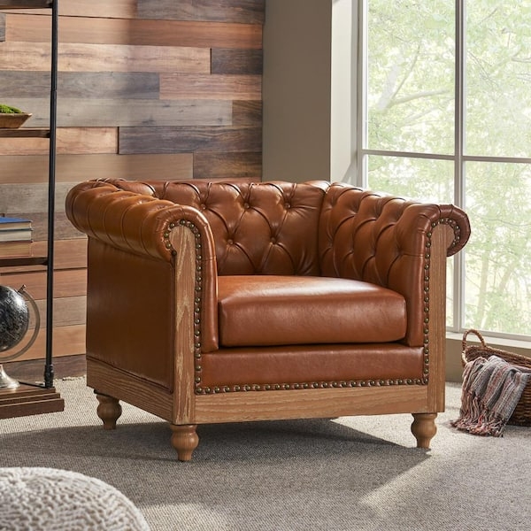 Club Chair with Deep Tufting and Traditional Bun Feet